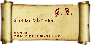 Grotte Nándor névjegykártya